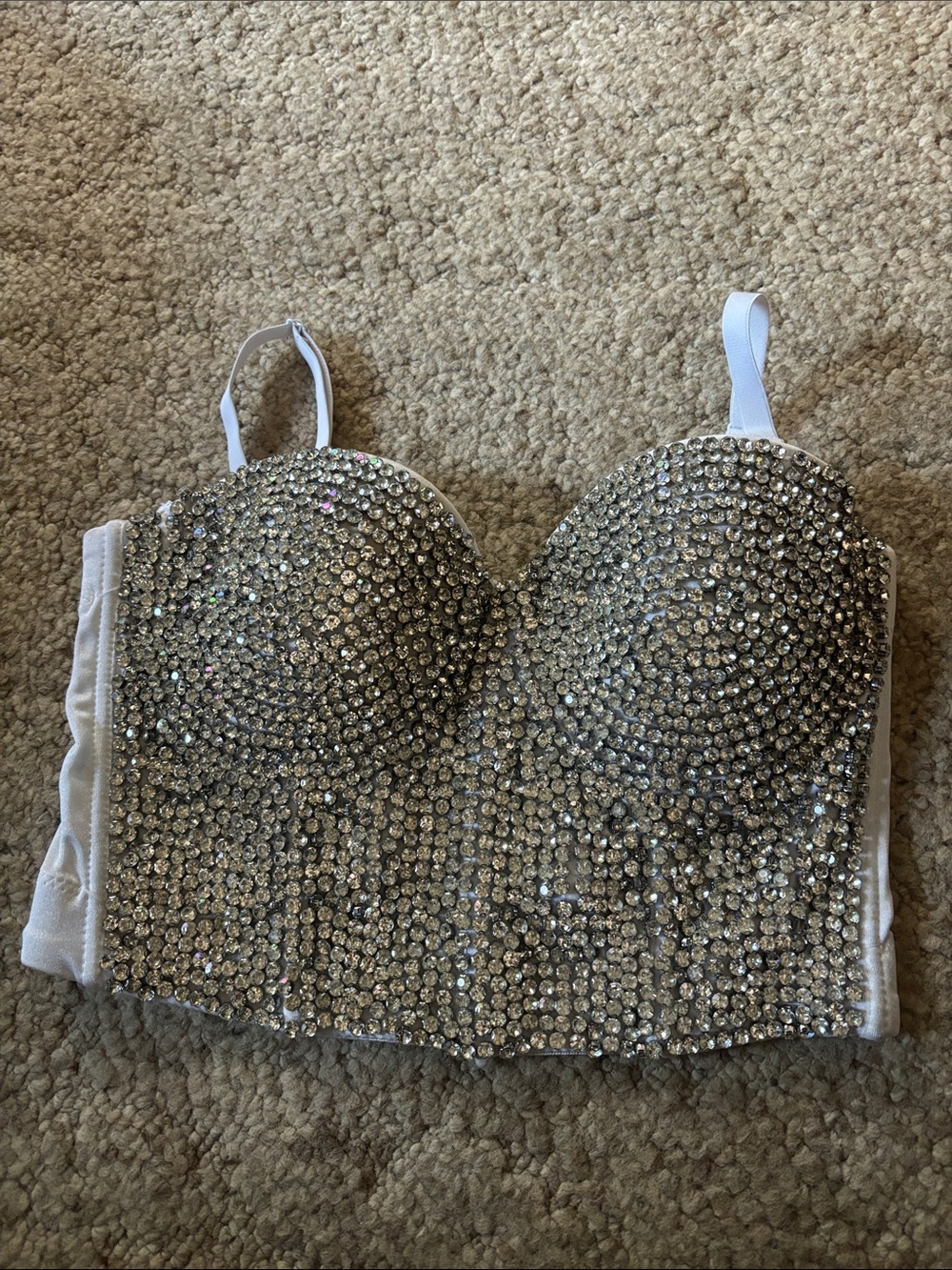 Windsor Silver Rhinestone Embellished Bustier Top